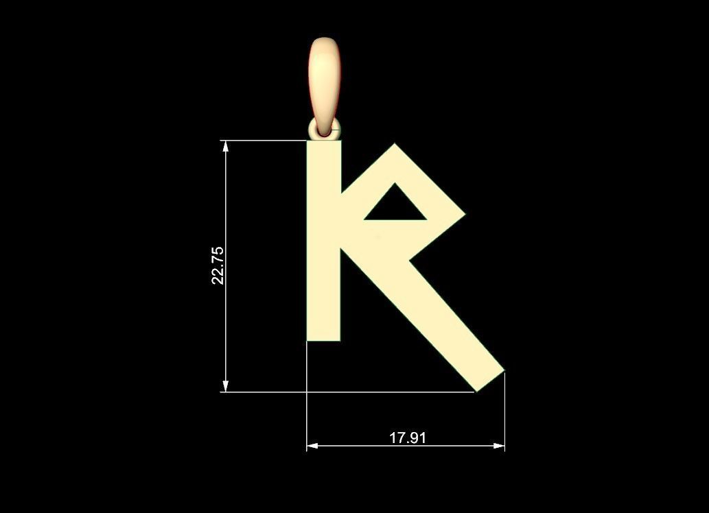 Initial Letters Pendant Iron Maiden R 3D print model_4