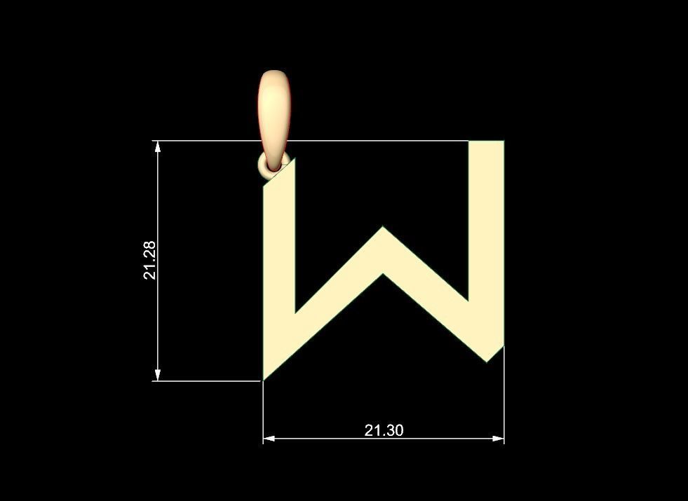 Initial Letters Pendant Iron Maiden W 3D print model_4