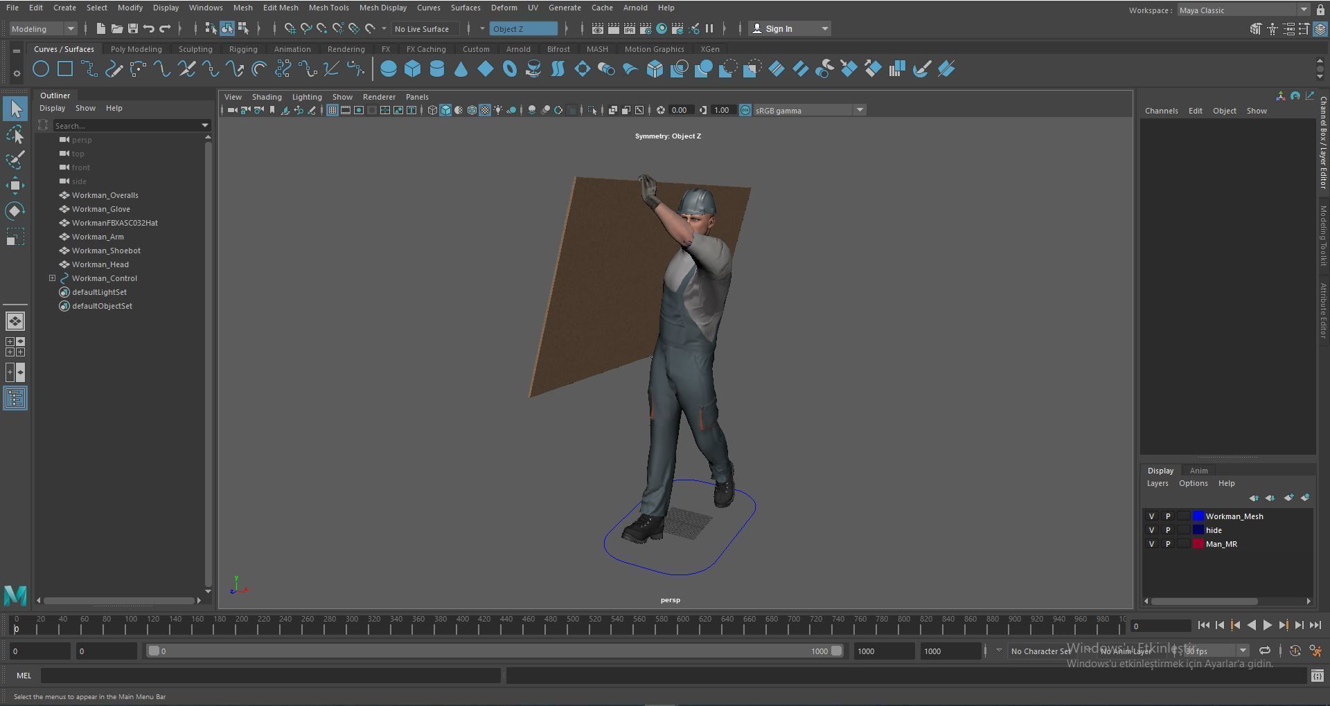 Workman Idle Animation 02 Low-poly 3D model_16