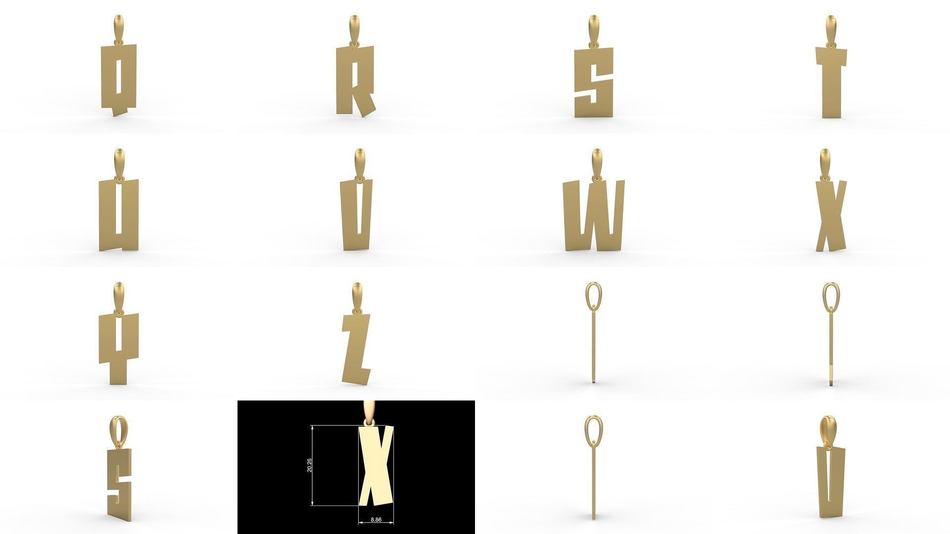 Initial Letters Pendant Alphabets Jack Stanislav 3D Model Collection_1