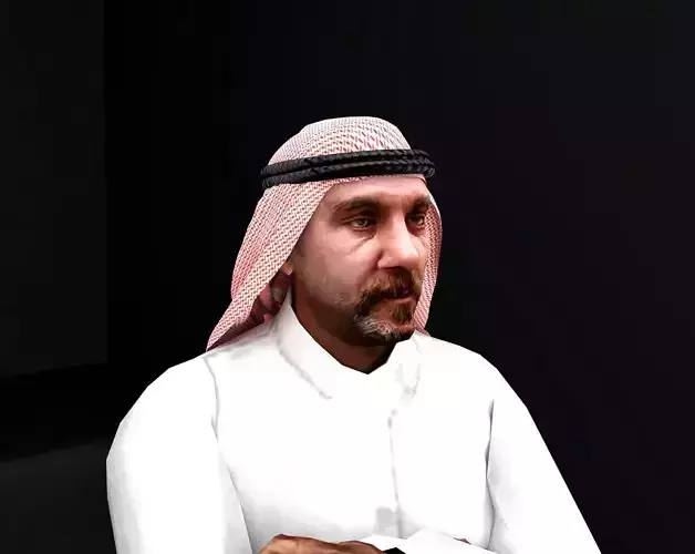 Traditional arab man qatar from dubaii posed standing 3D model