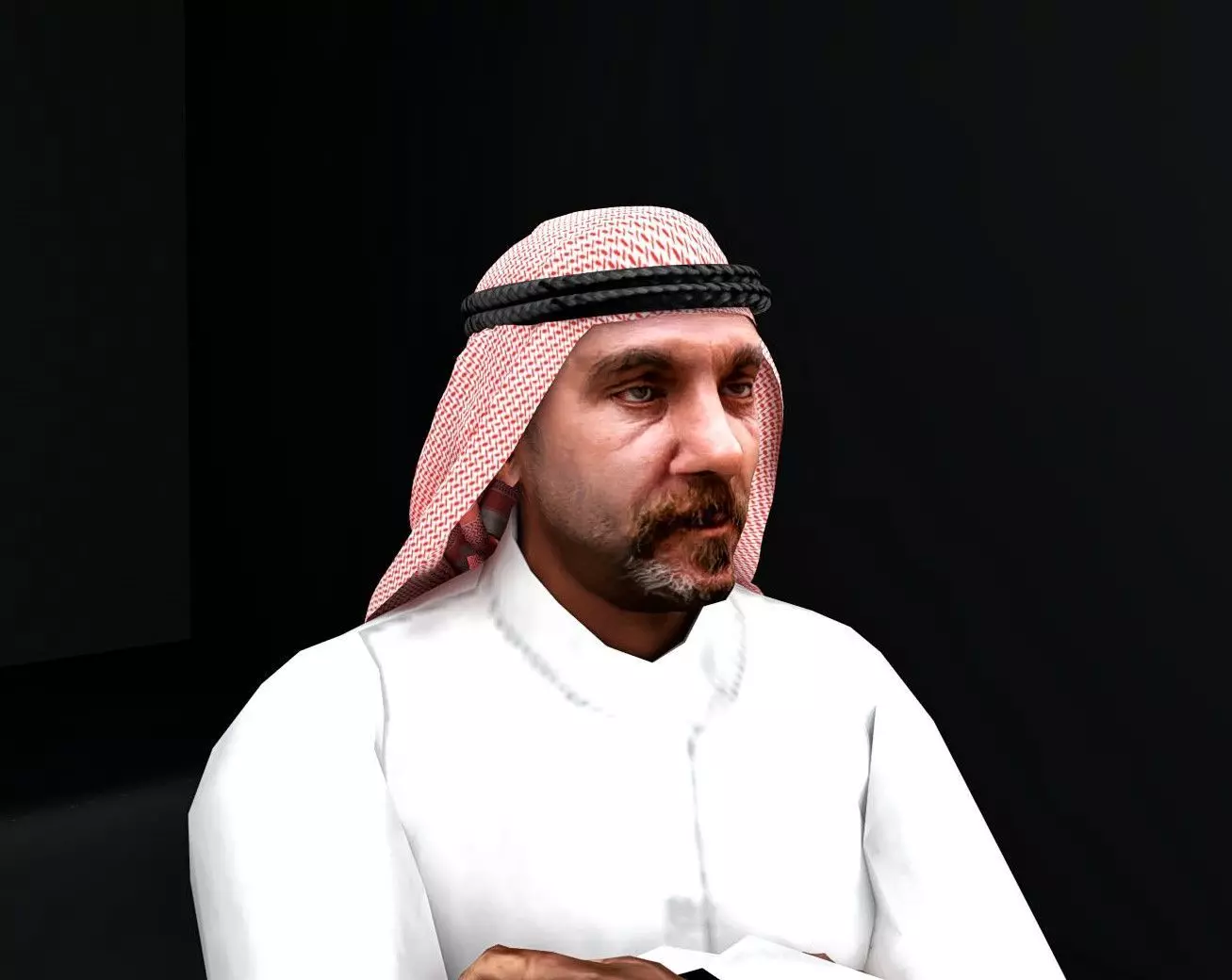 Traditional arab man qatar from dubaii posed standing 3D model 3D model_0