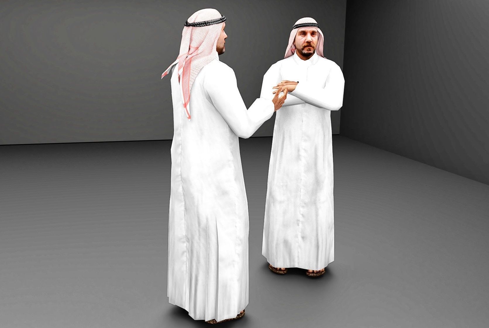 Traditional arab man qatar from dubaii posed standing 3D model 3D model_1