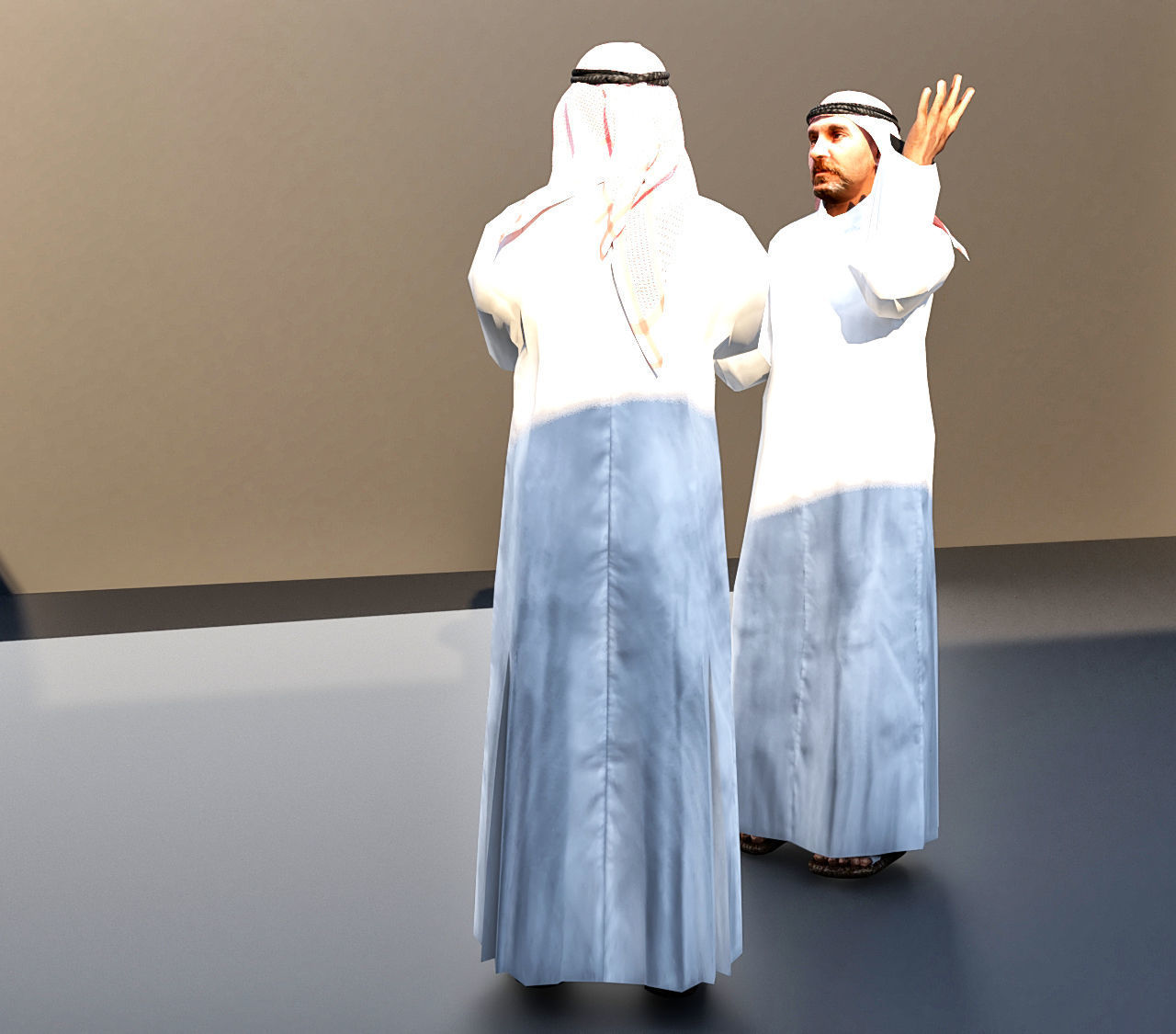 Traditional arab man qatar from dubaii posed standing 3D model 3D model_2
