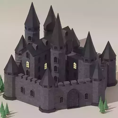 Low Poly Fantasy Castle Low-poly 3D model