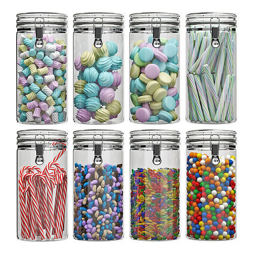 Sweets In Round Jars 3D model