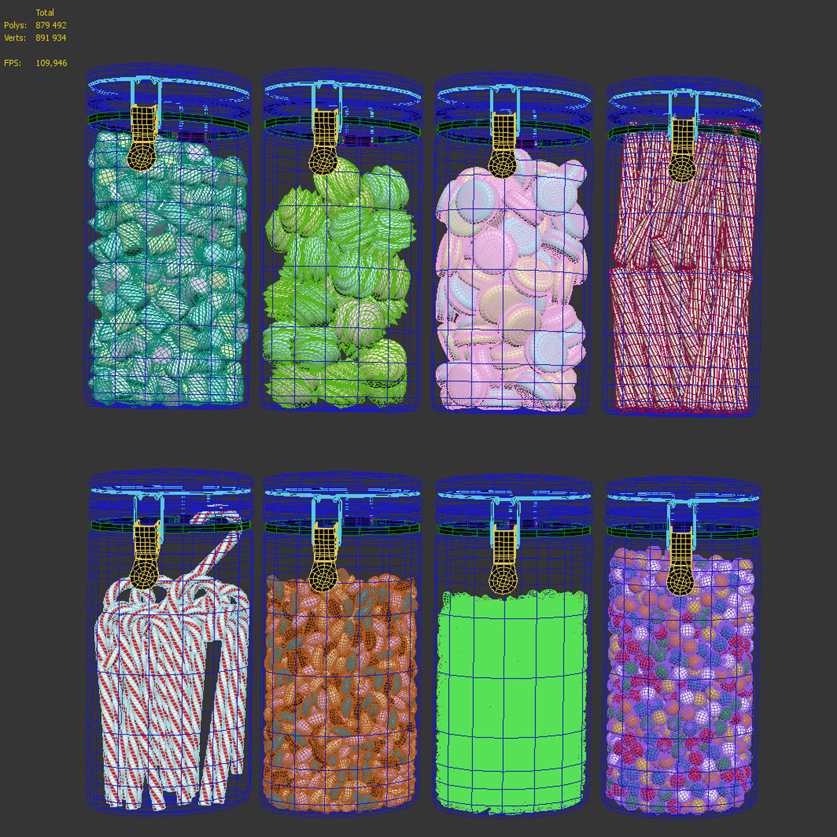 Sweets In Round Jars 3D model_3