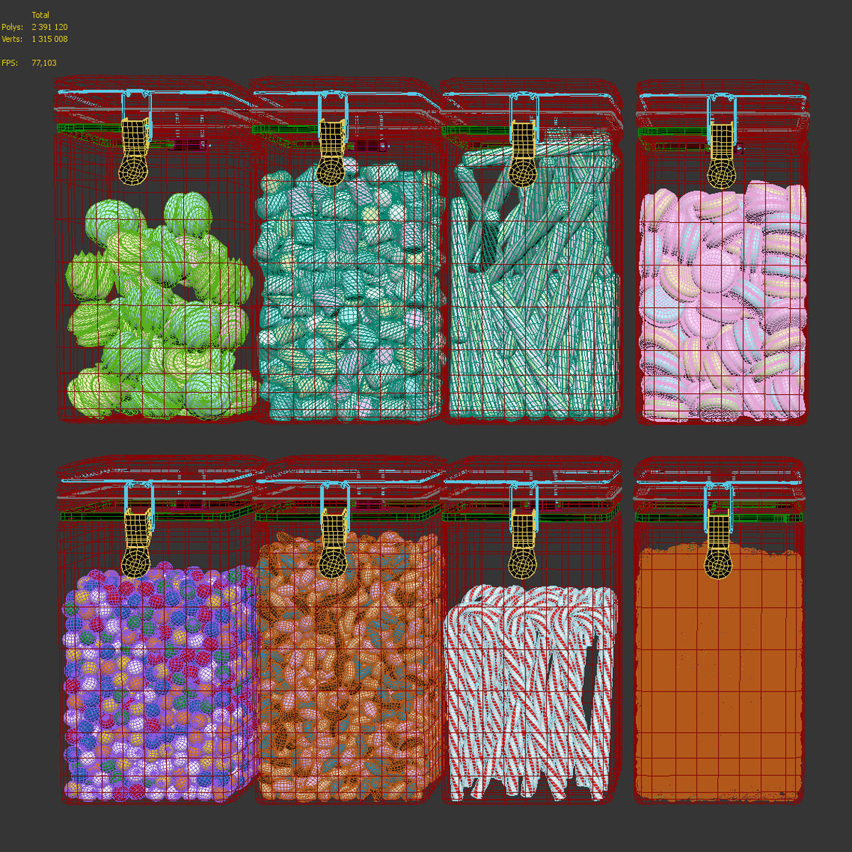 Sweets In Glass Jars 3D model_2