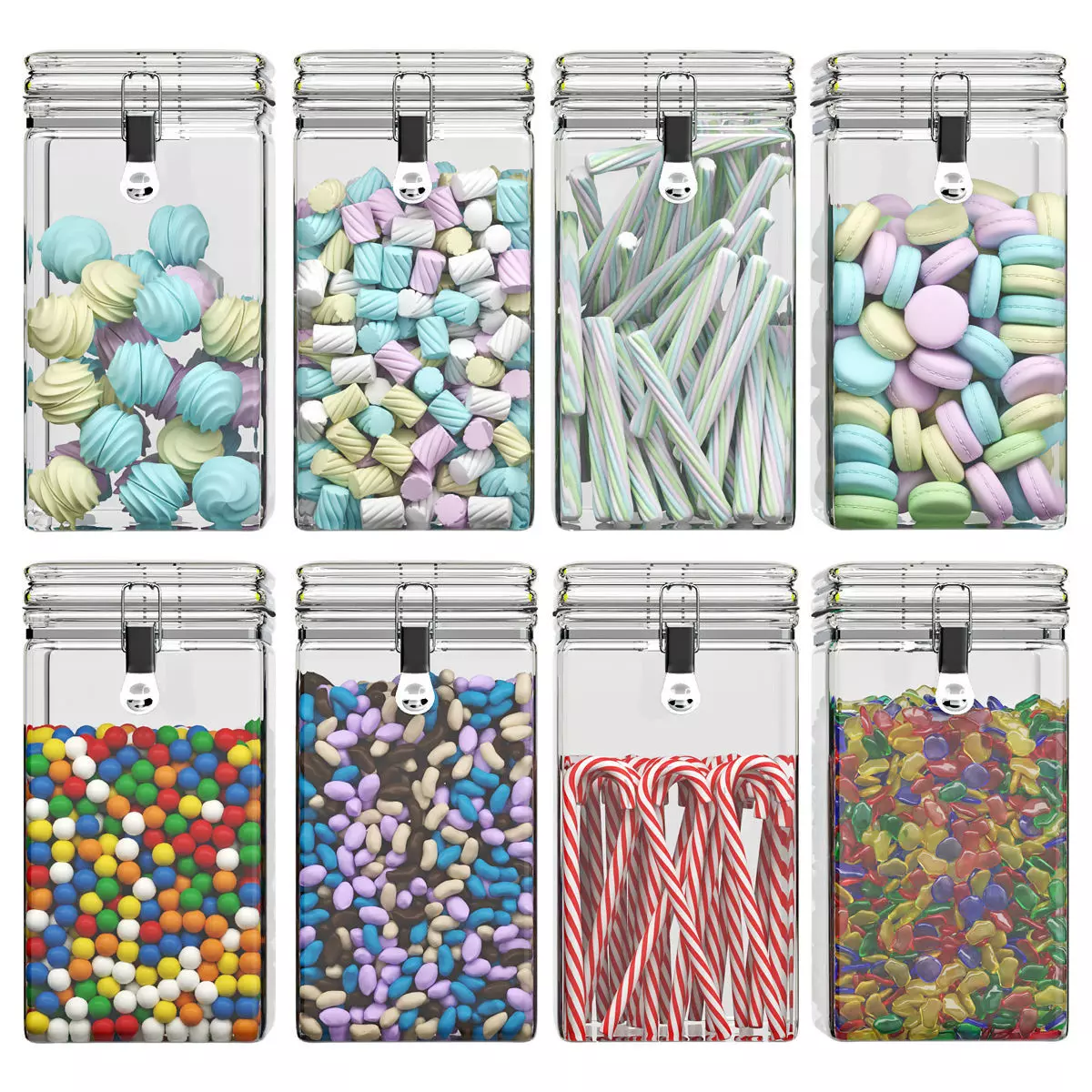 Sweets In Glass Jars 3D model_0