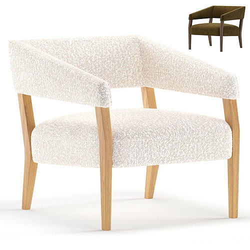 Angled Arm Club Chair Westelm 3D model