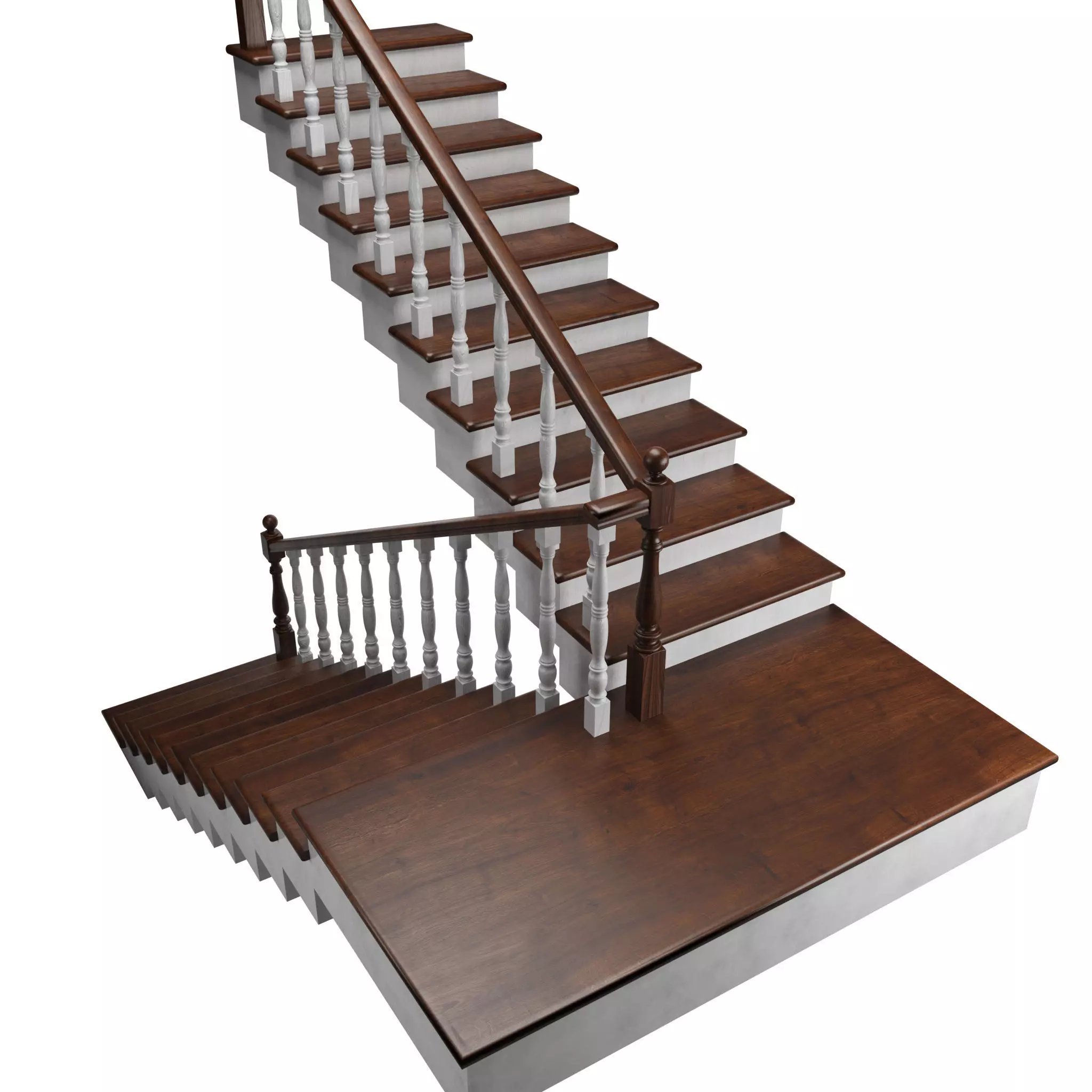 Wooden stairs Low-poly 3D model_0
