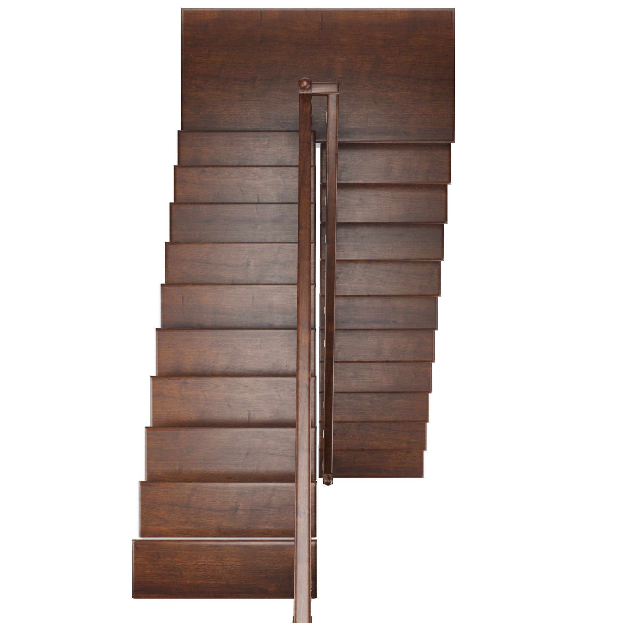 Wooden stairs Low-poly 3D model_4