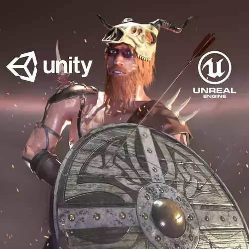 Barbarian person laying Low-poly 3D model