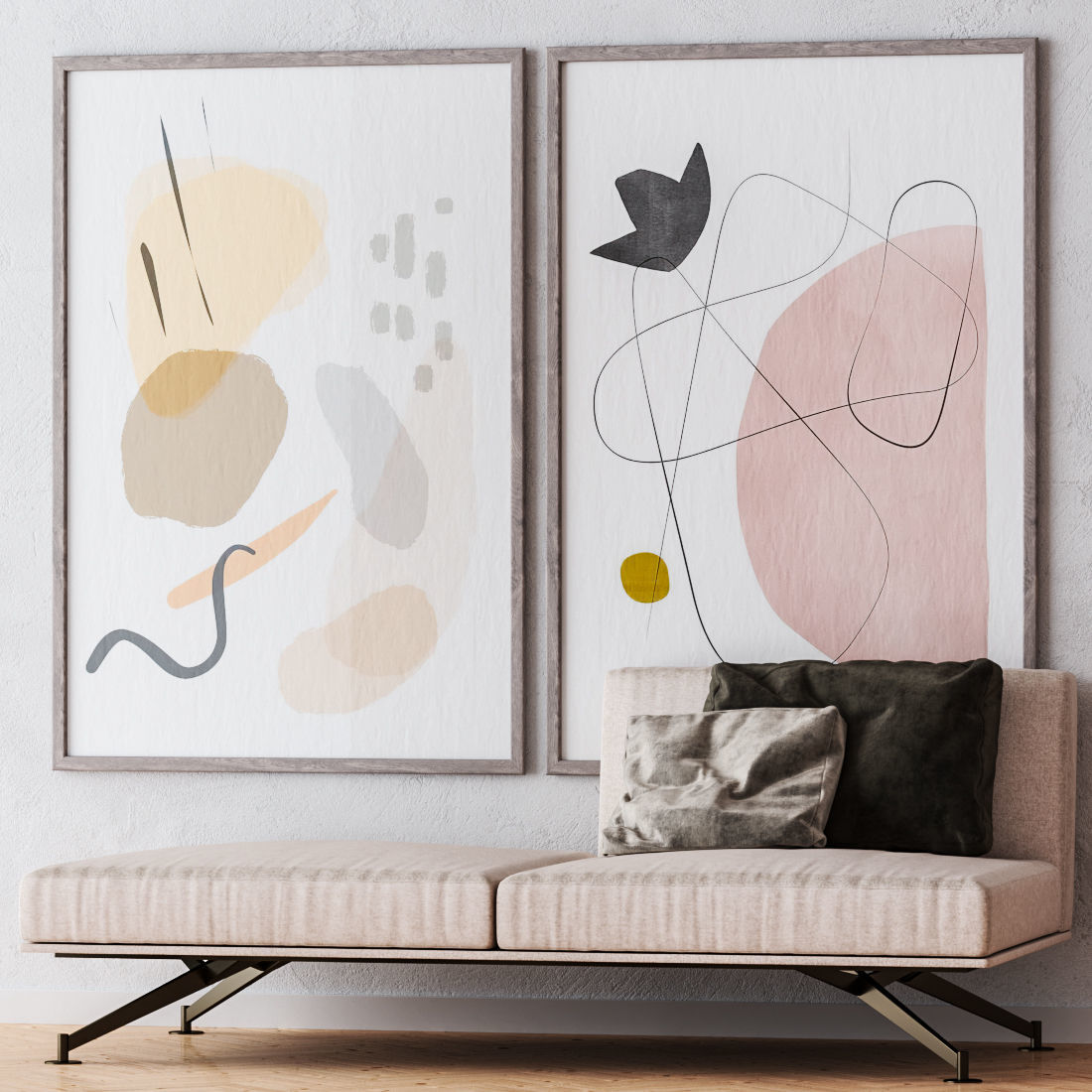 Set of large wall paintings 568 3D model_1