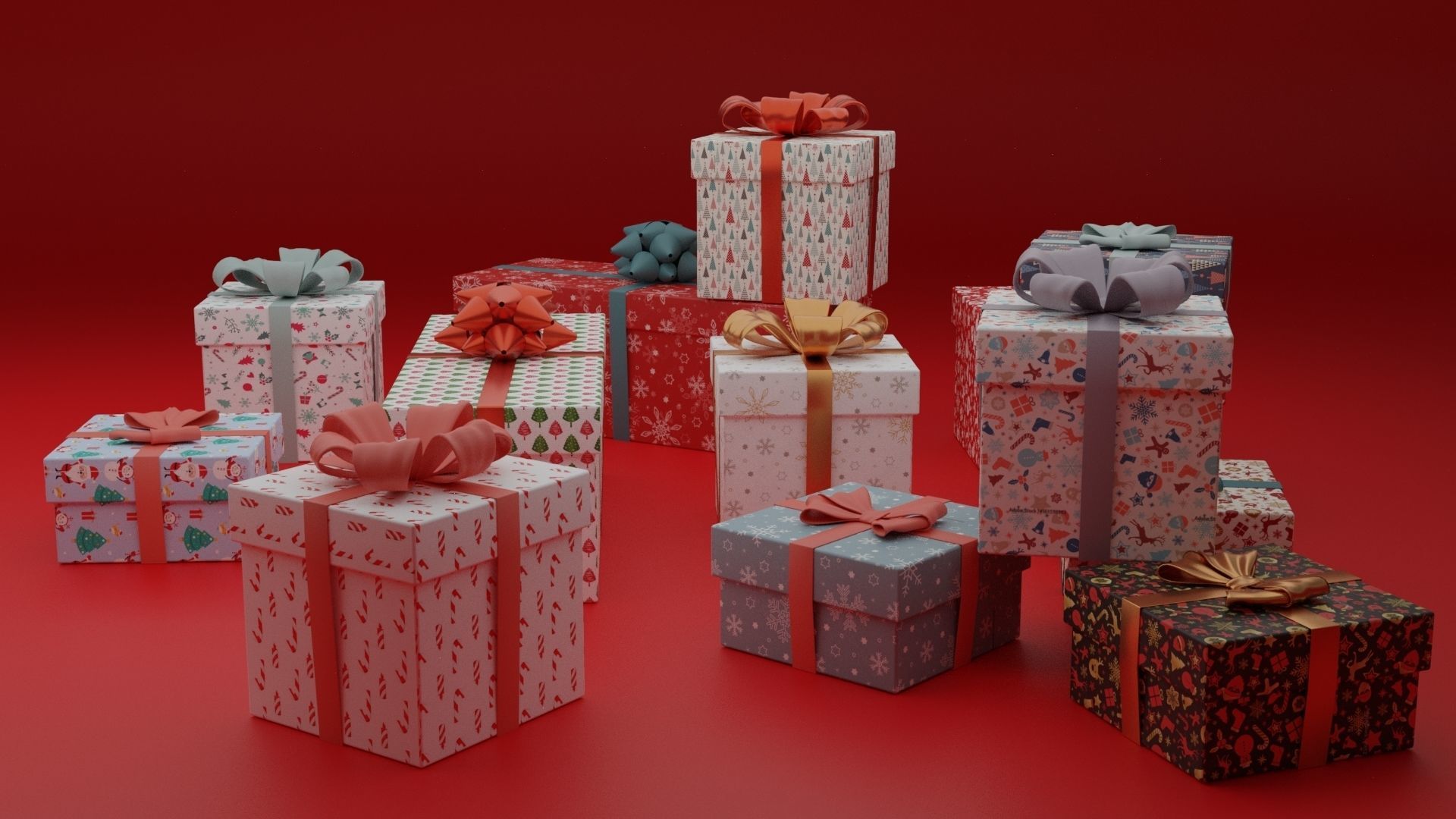 Gift Boxes Christmas 3D model_2