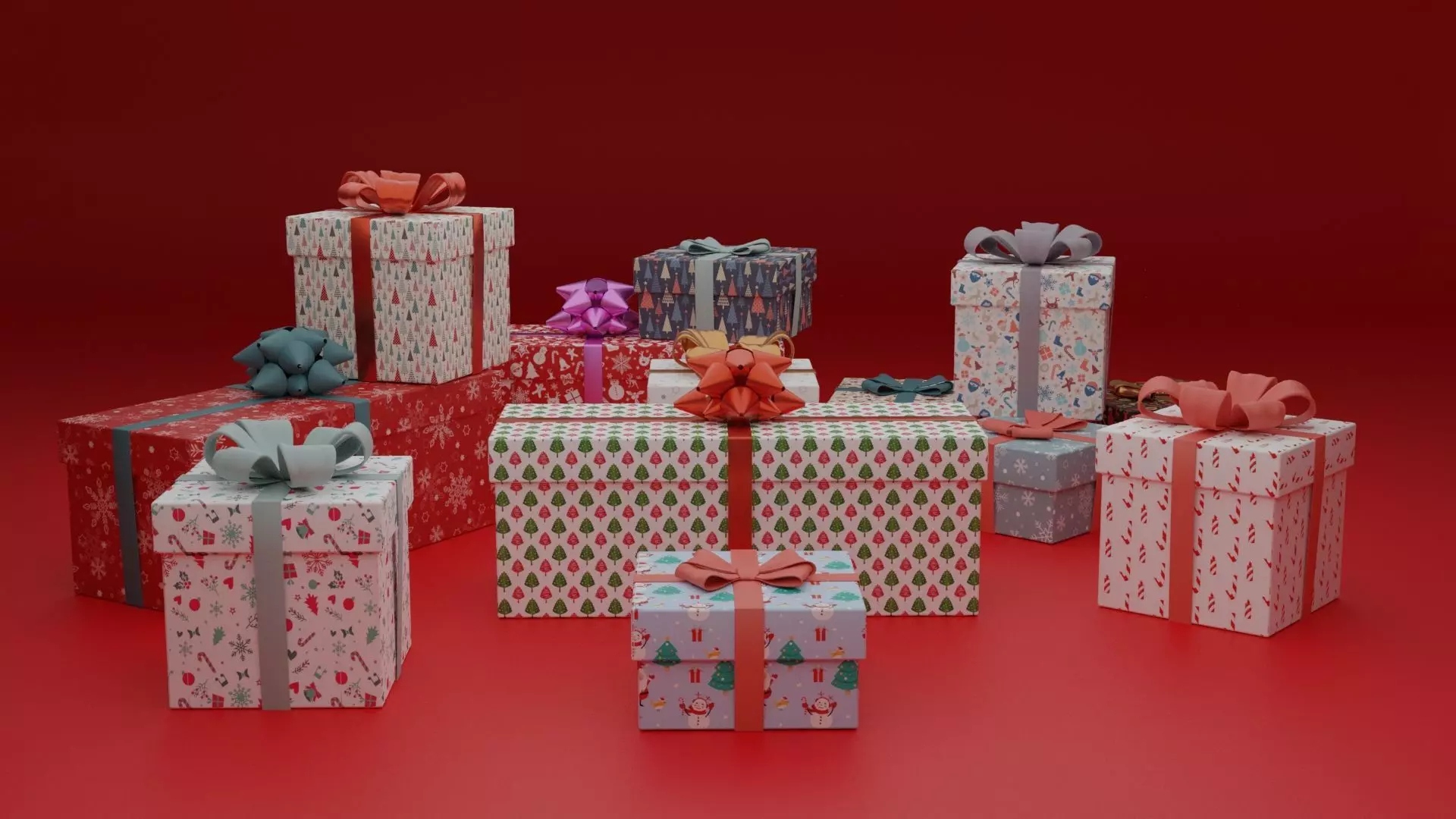 Gift Boxes Christmas 3D model_0