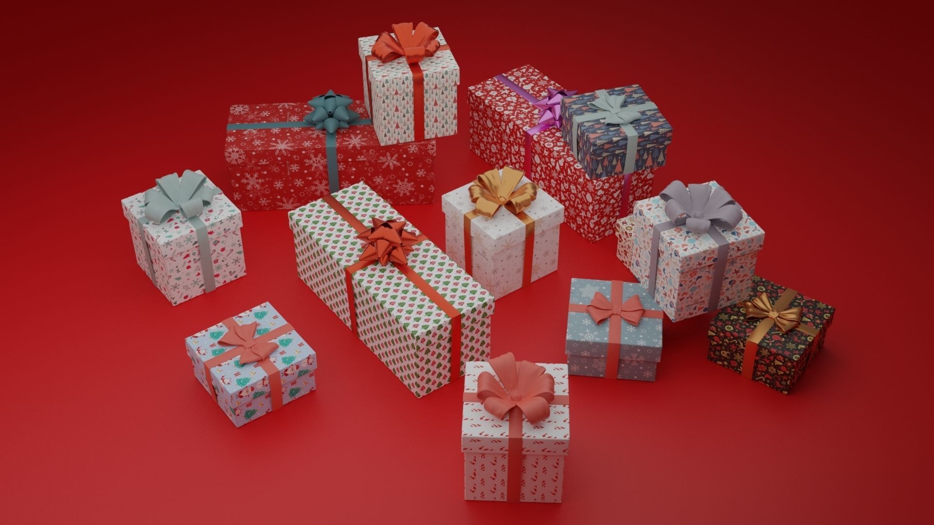 Gift Boxes Christmas 3D model_1