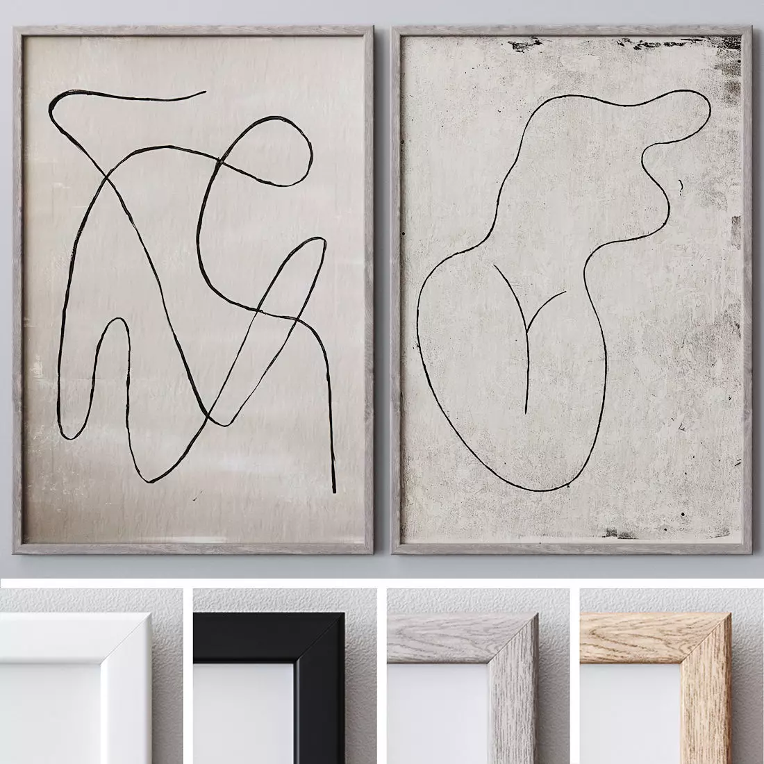 Set of large wall paintings 578 3D model