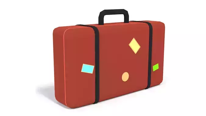 Low Poly Cartoon Suitcase