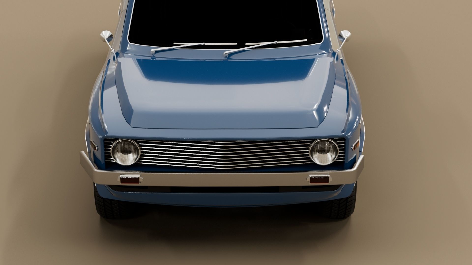 70s generic pickup truck suv Low-poly 3D model_9