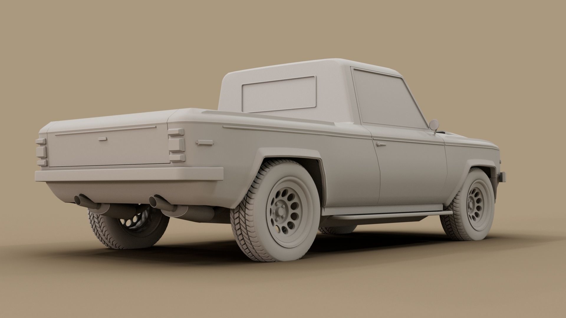70s generic pickup truck suv Low-poly 3D model_14