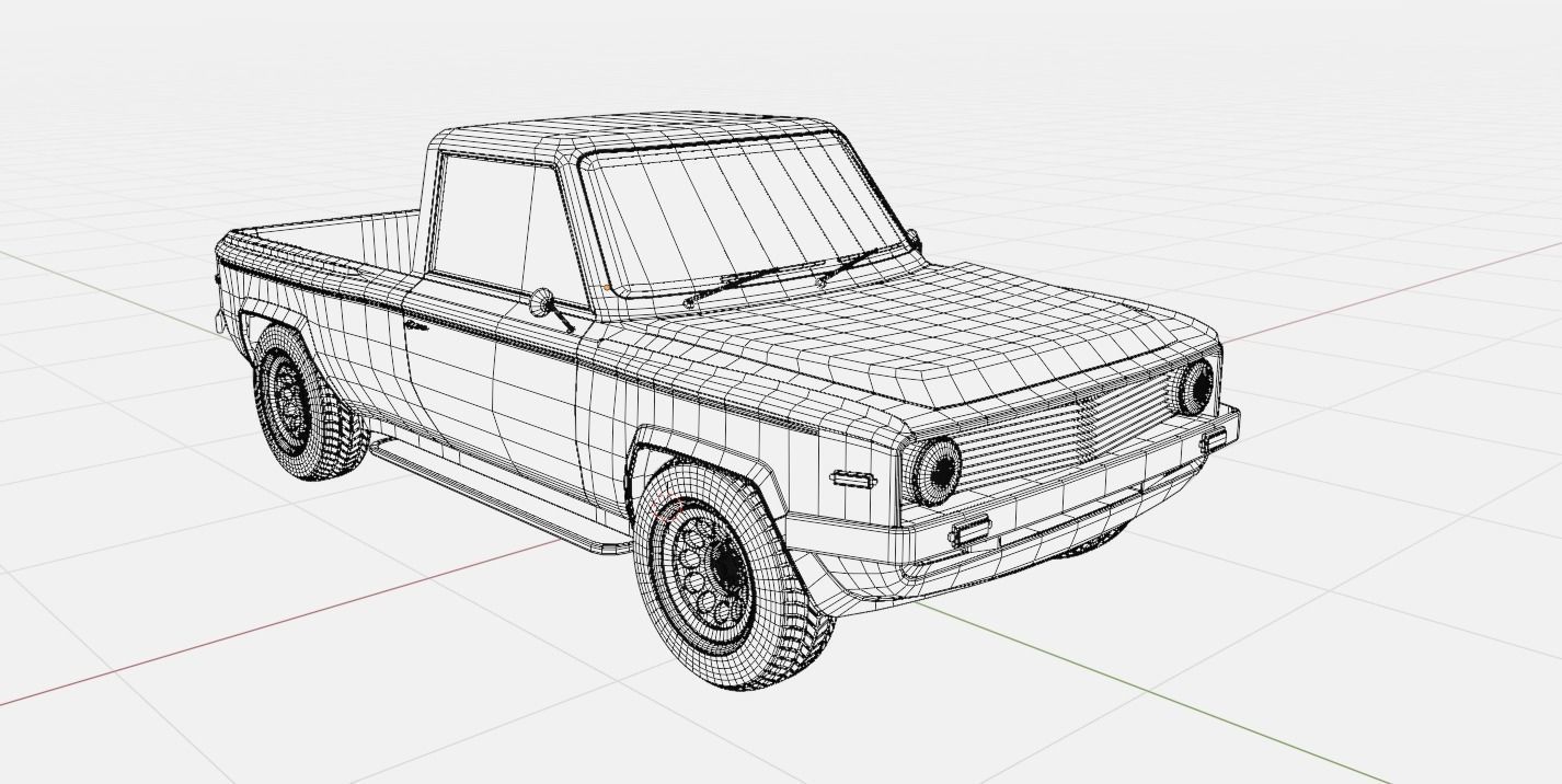 70s generic pickup truck suv Low-poly 3D model_18