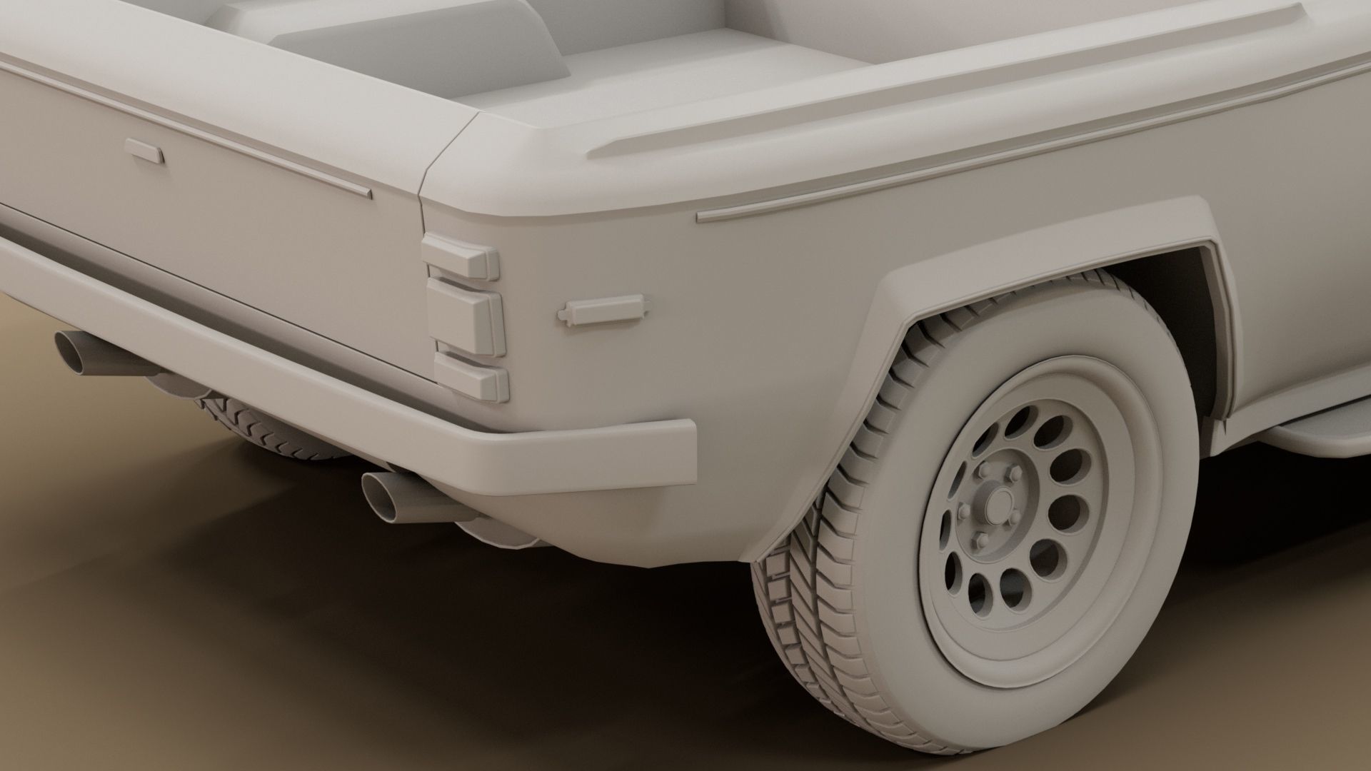 70s generic pickup truck suv Low-poly 3D model_15