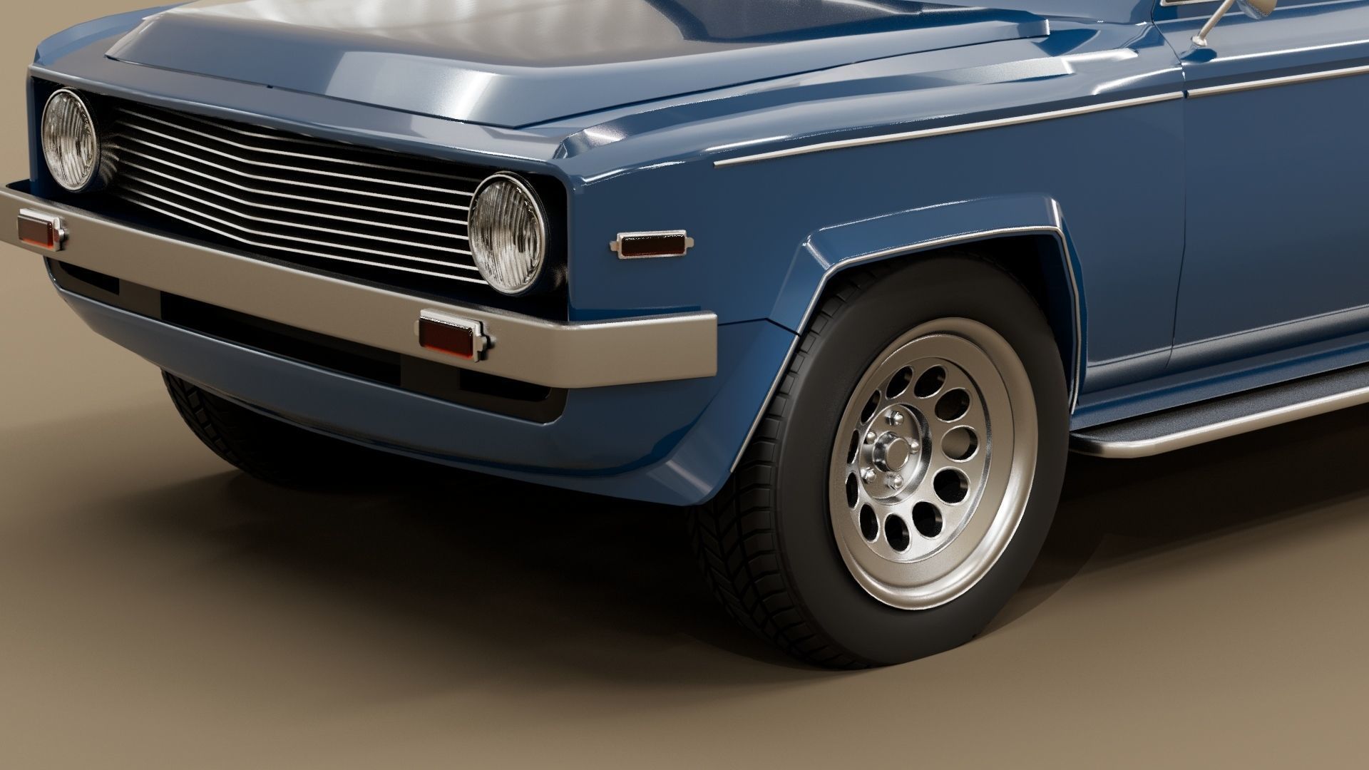 70s generic pickup truck suv Low-poly 3D model_7