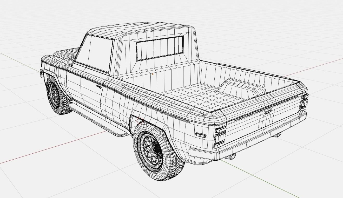 70s generic pickup truck suv Low-poly 3D model_19
