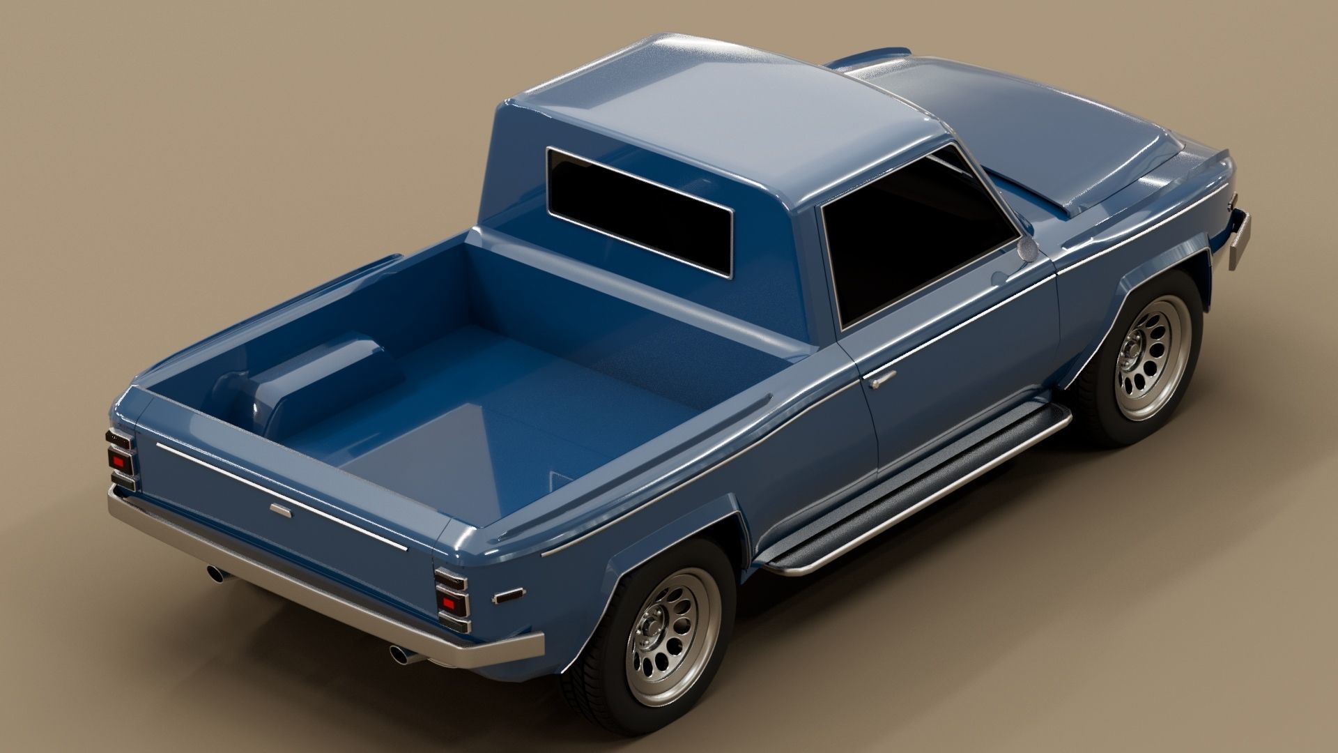 70s generic pickup truck suv Low-poly 3D model_2