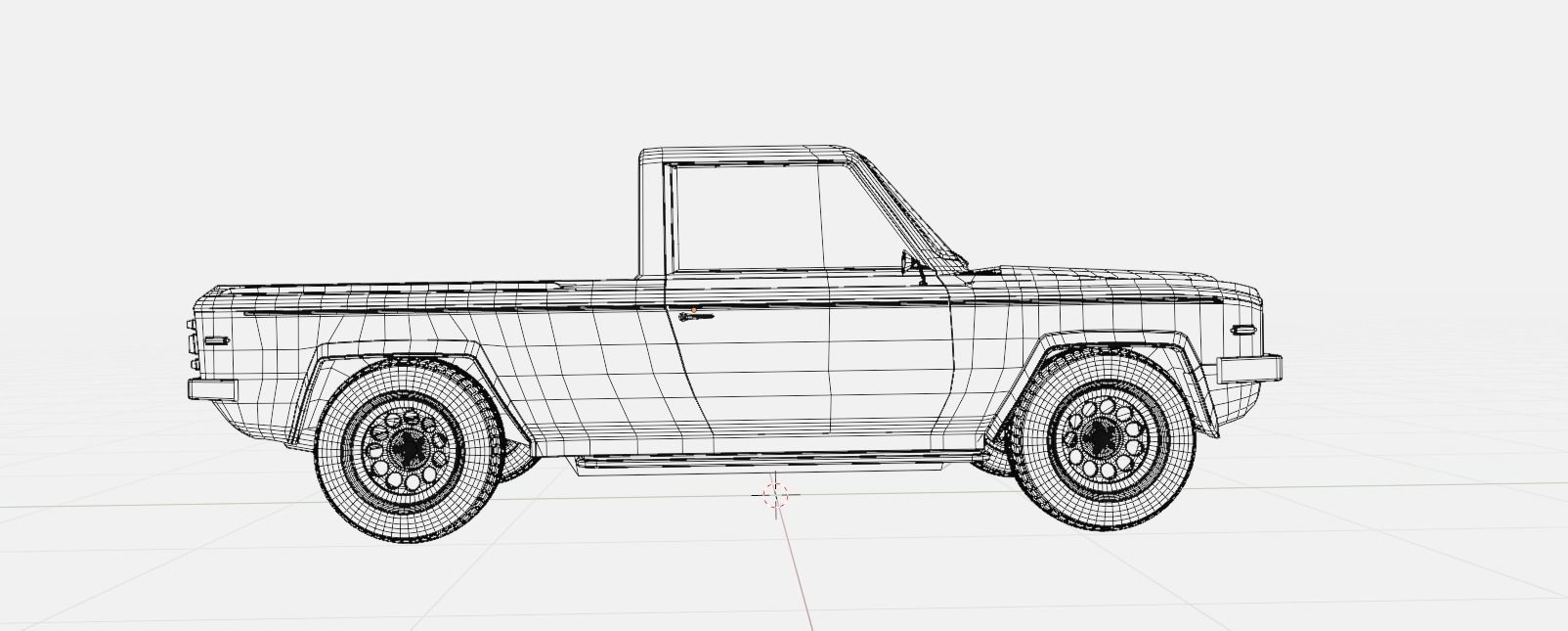 70s generic pickup truck suv Low-poly 3D model_20