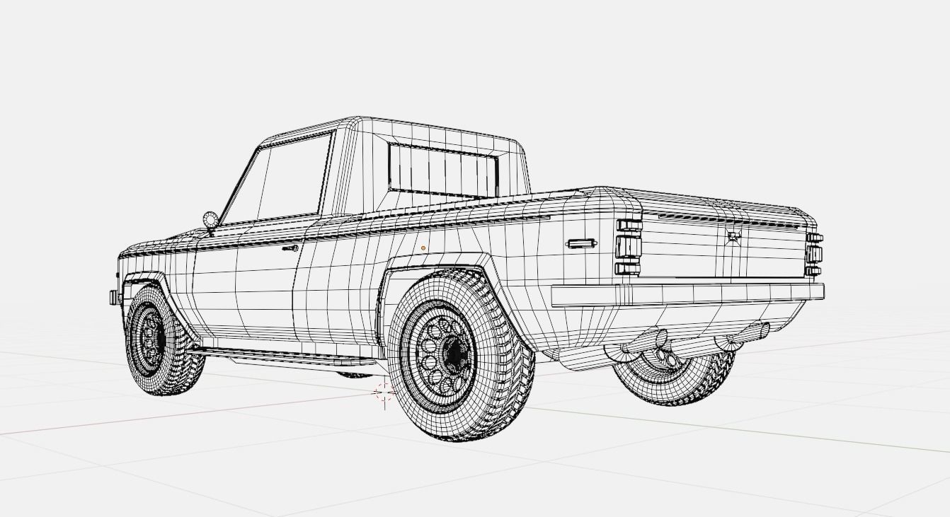 70s generic pickup truck suv Low-poly 3D model_21