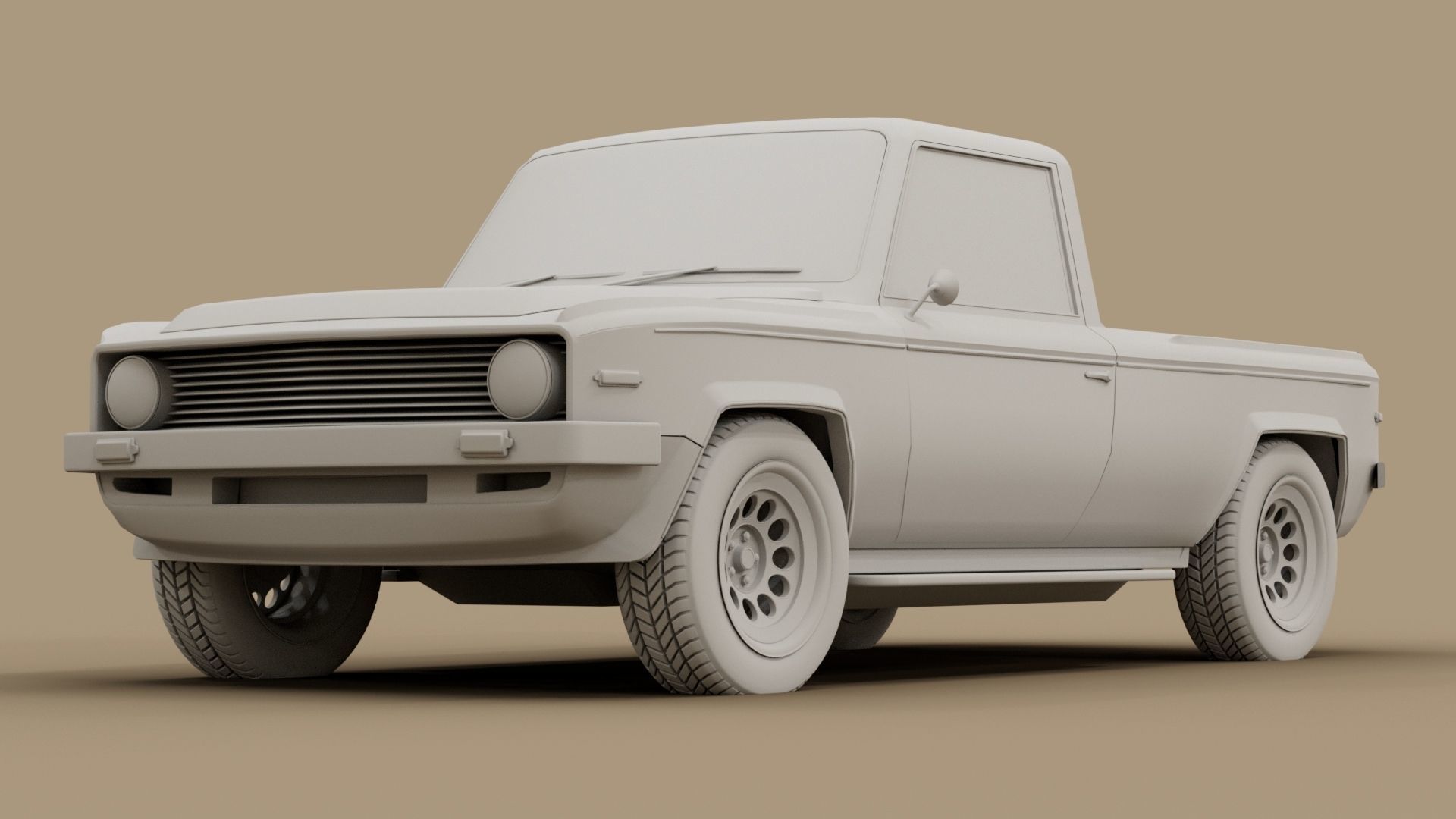 70s generic pickup truck suv Low-poly 3D model_12