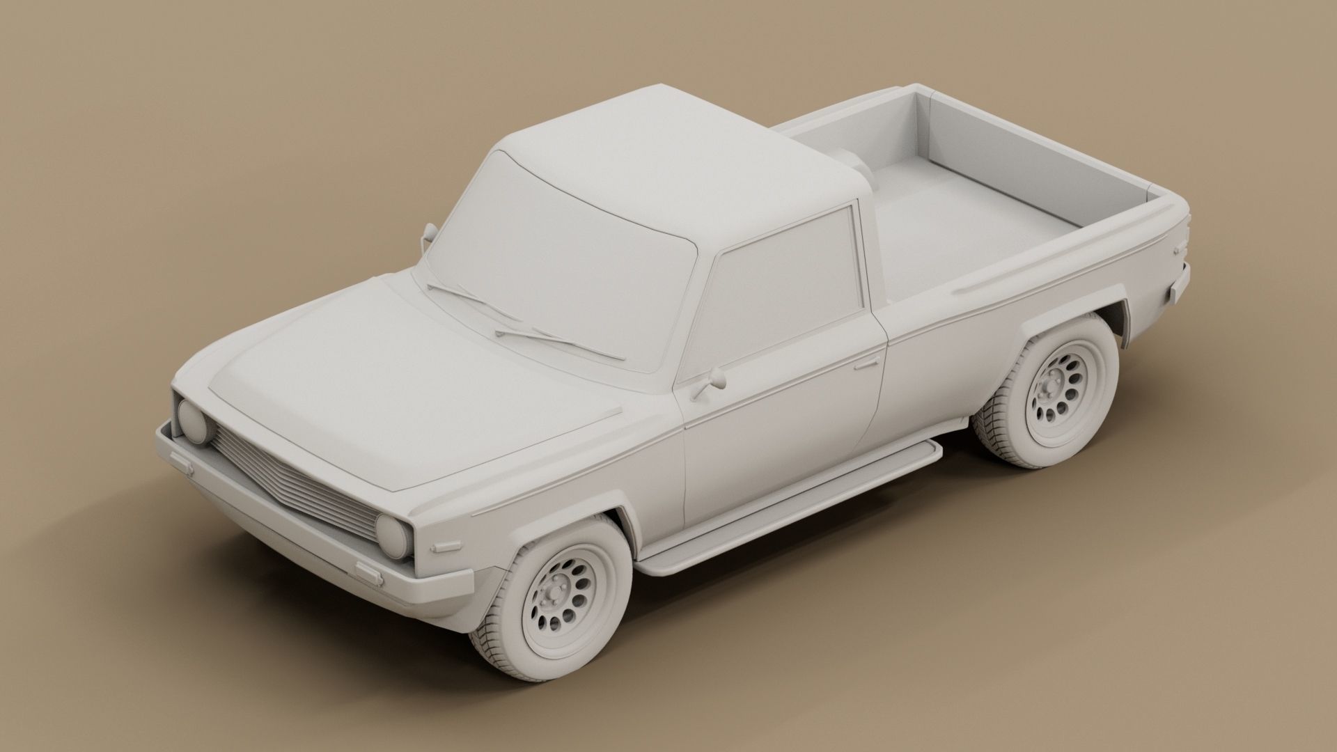 70s generic pickup truck suv Low-poly 3D model_17