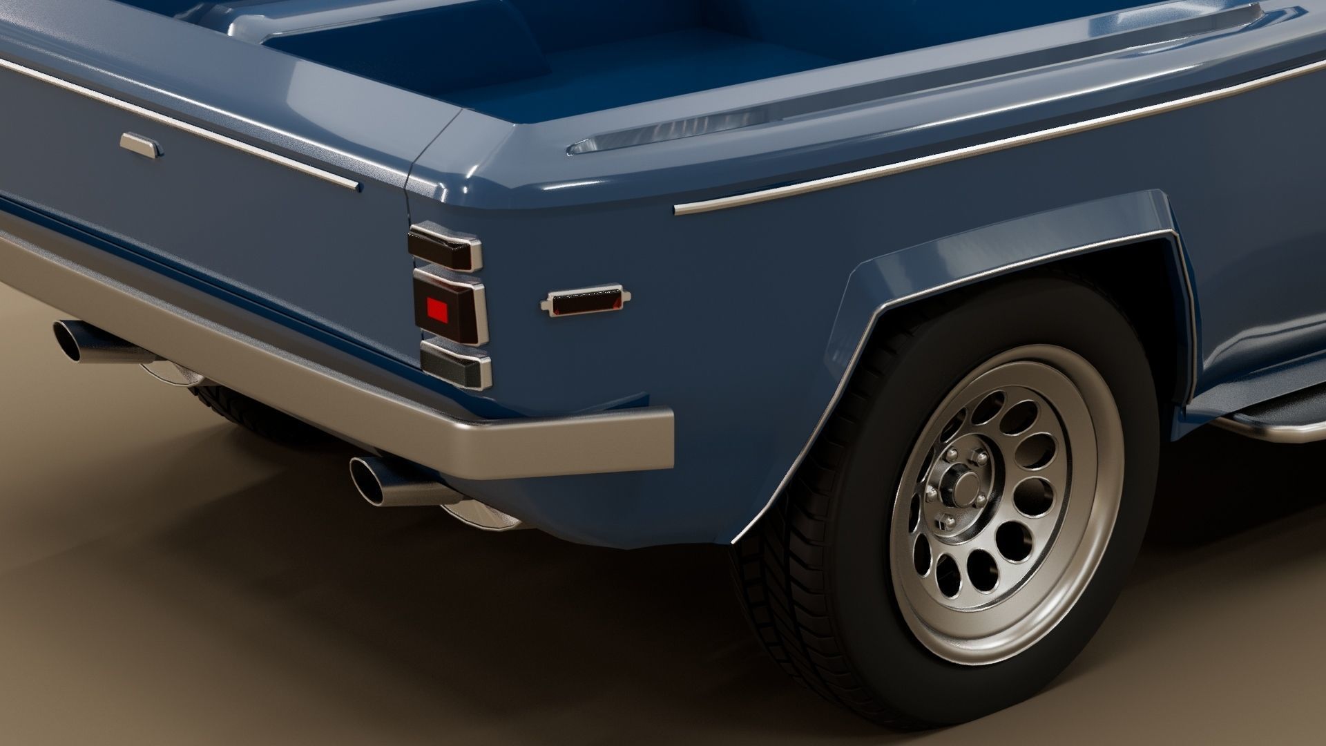 70s generic pickup truck suv Low-poly 3D model_8