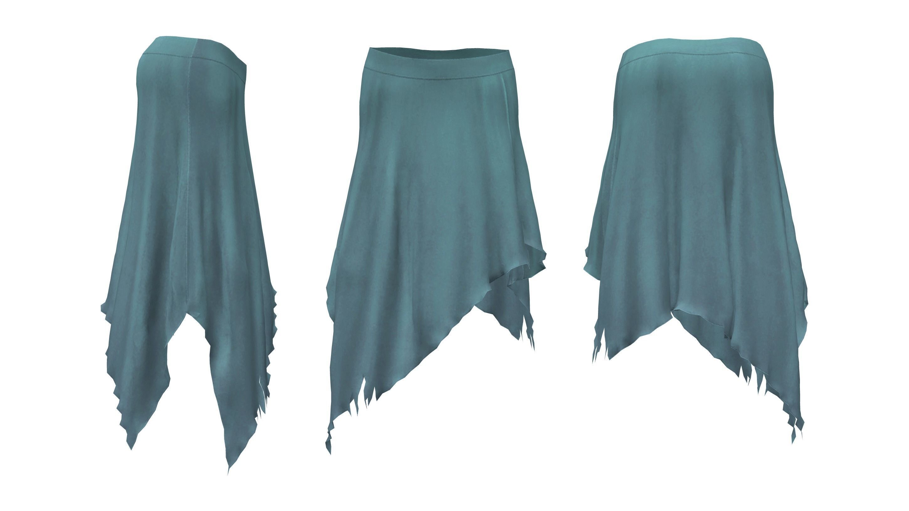 Boho Hem Skirt Low-poly 3D model_2