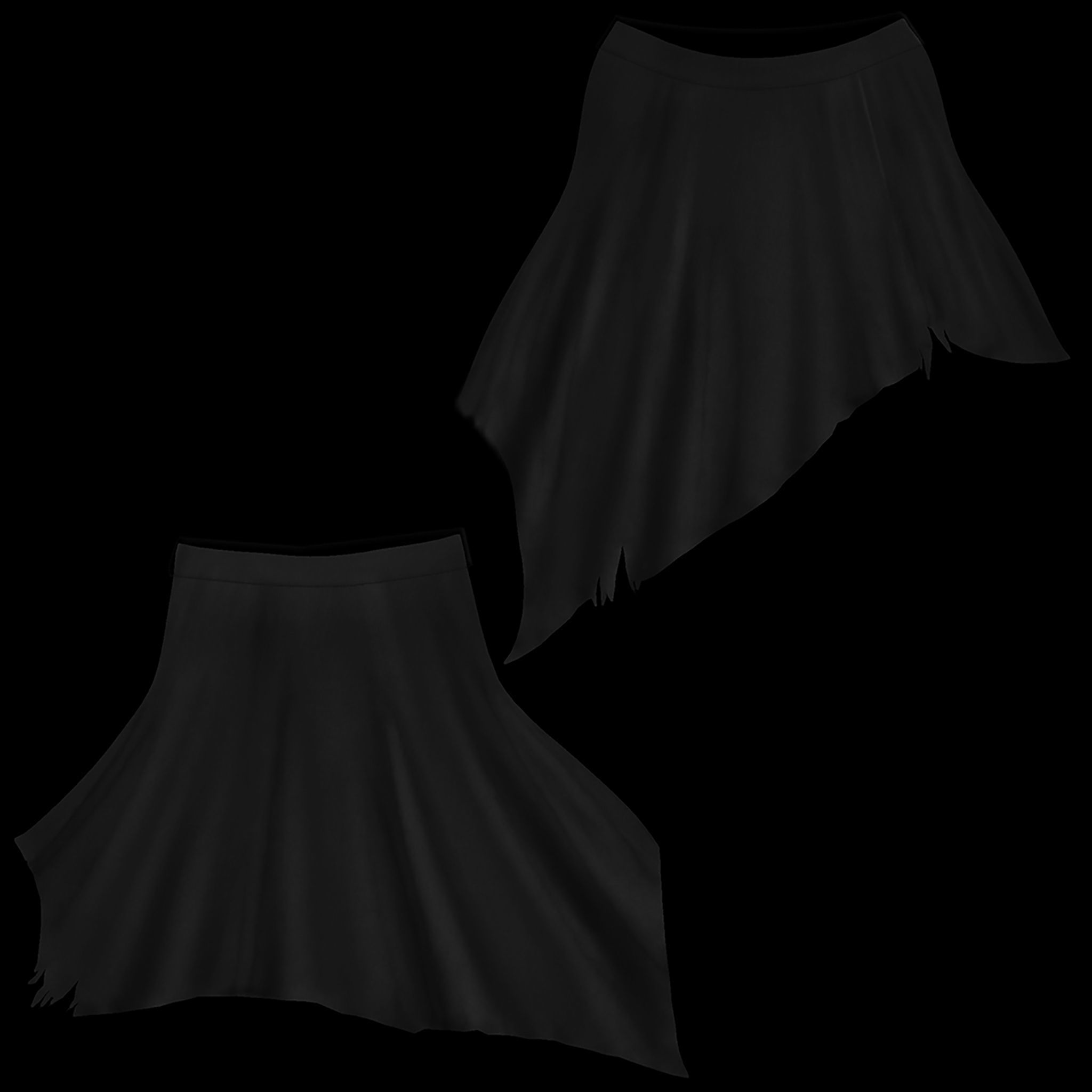 Boho Hem Skirt Low-poly 3D model_7