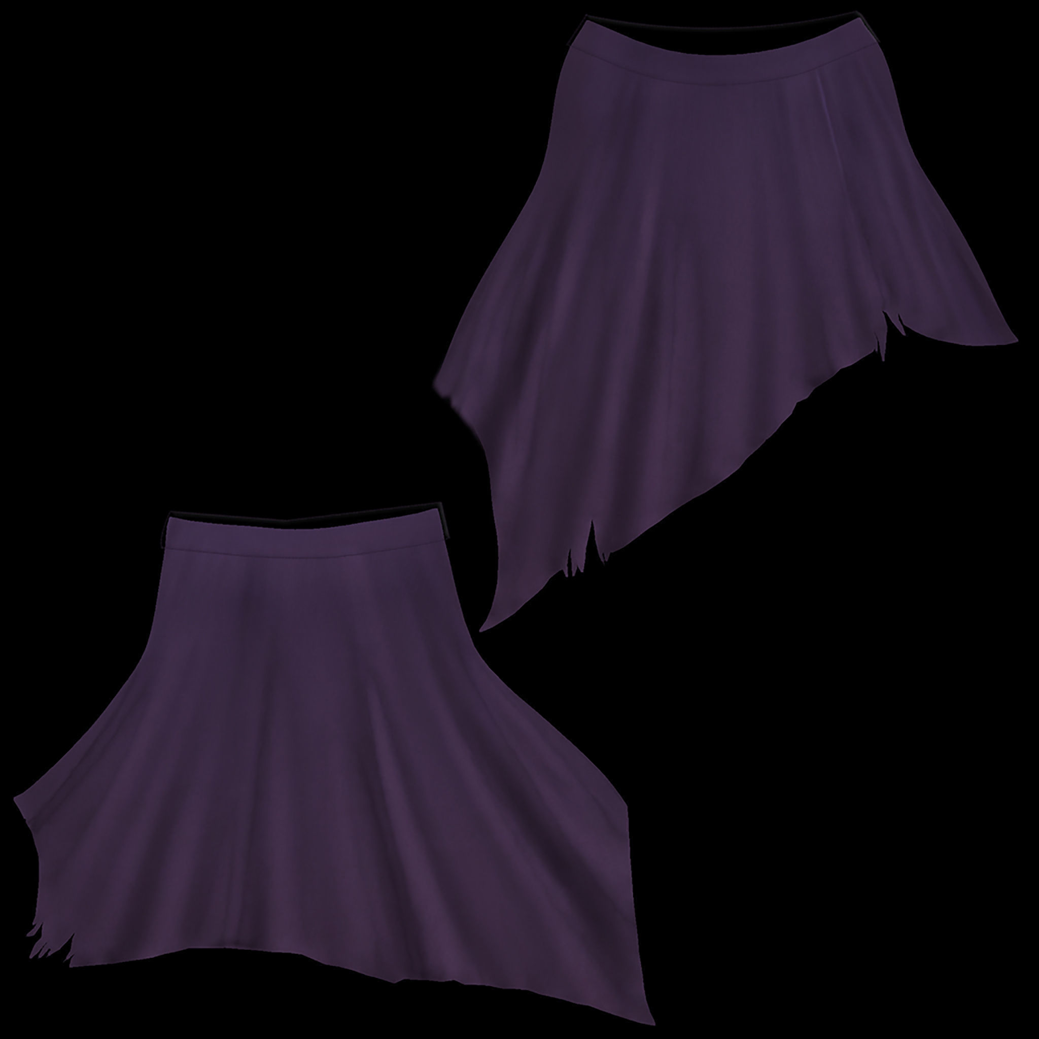 Boho Hem Skirt Low-poly 3D model_10