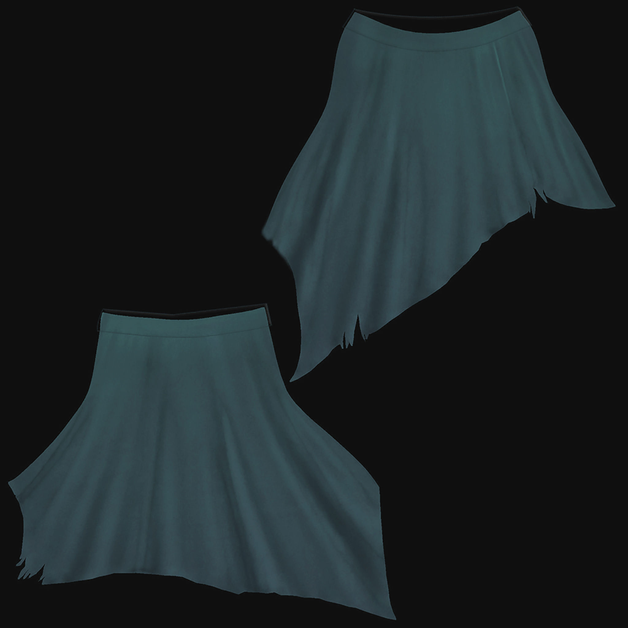 Boho Hem Skirt Low-poly 3D model_9