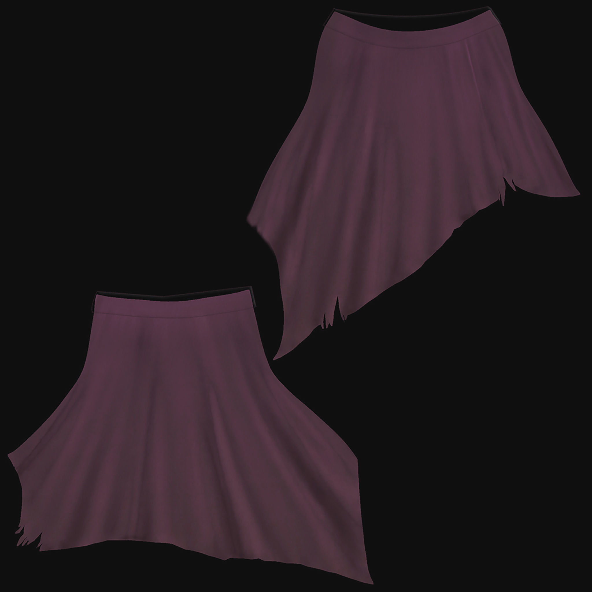 Boho Hem Skirt Low-poly 3D model_8