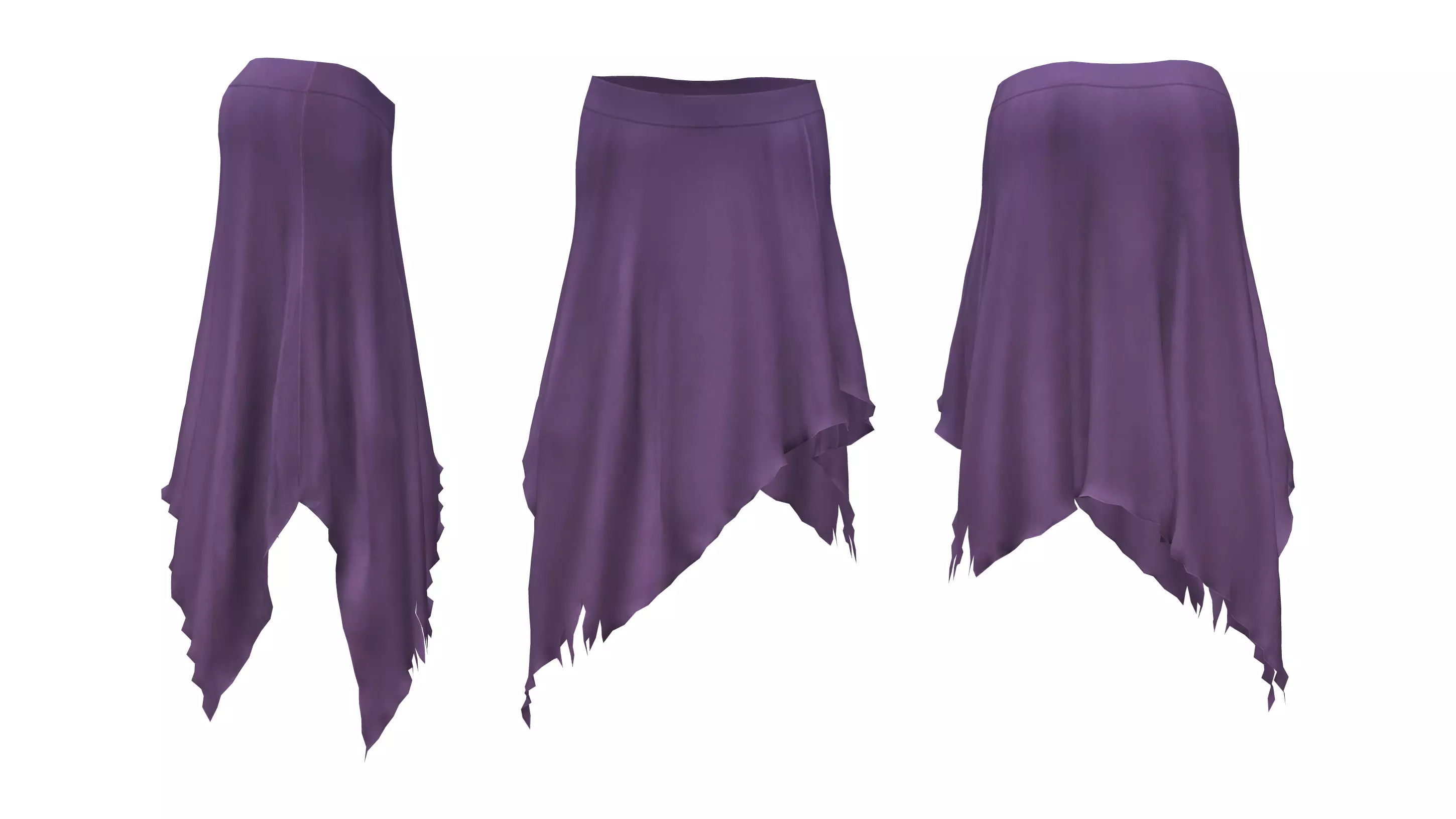 Boho Hem Skirt Low-poly 3D model_0