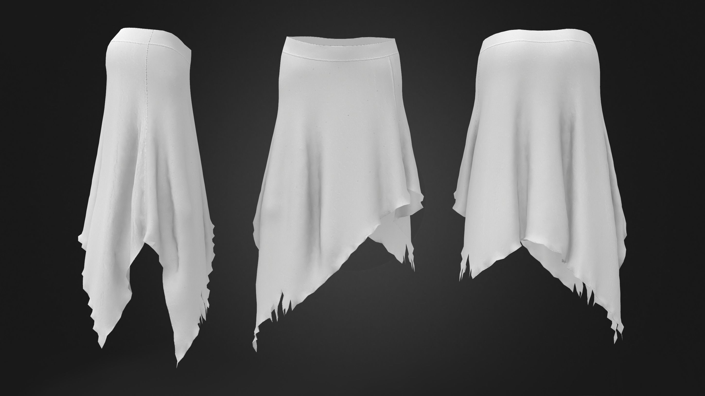 Boho Hem Skirt Low-poly 3D model_6