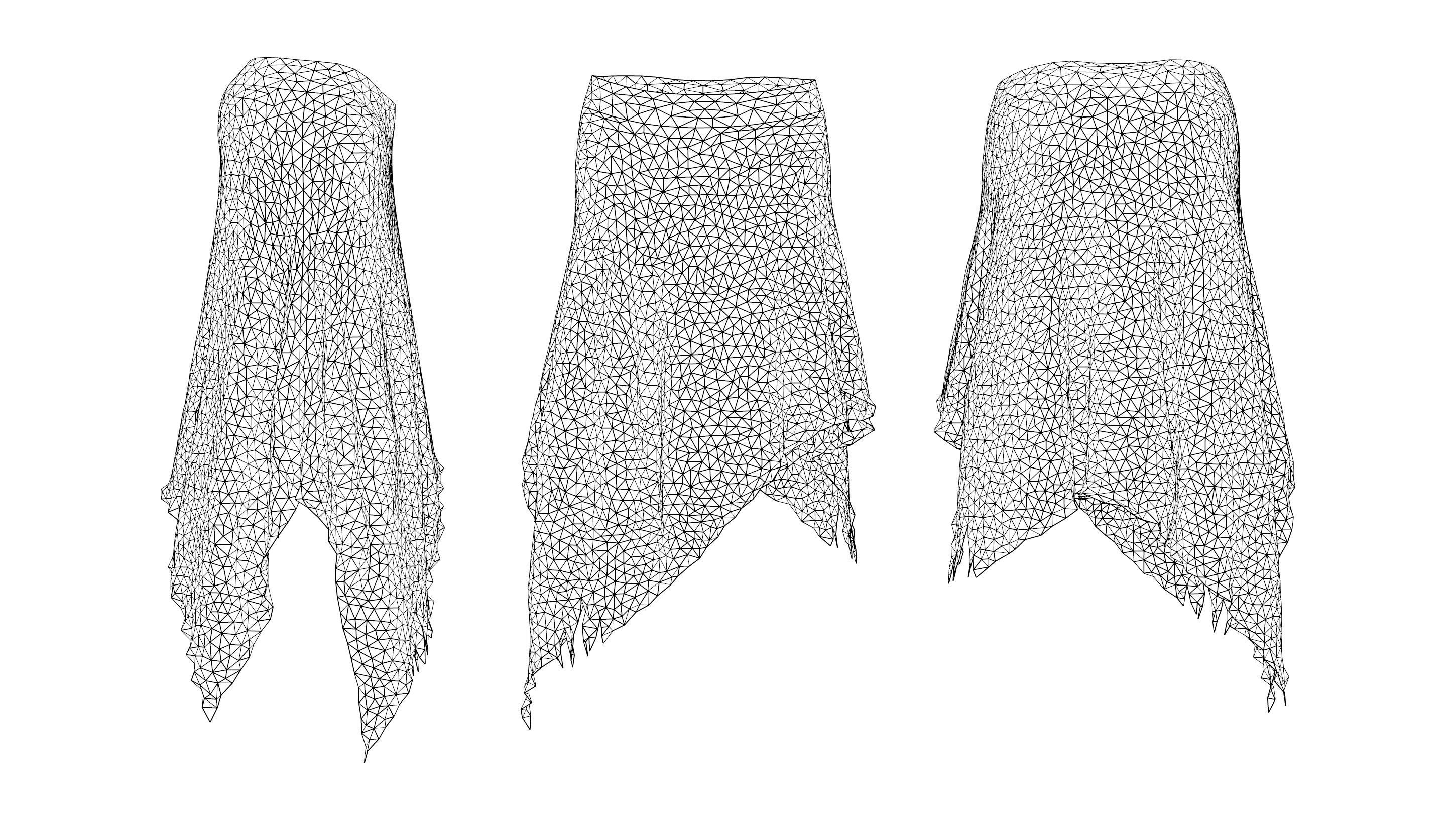 Boho Hem Skirt Low-poly 3D model_5