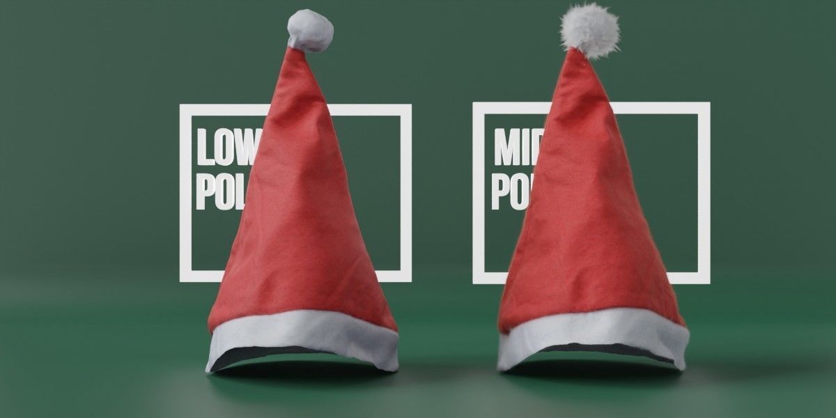 Photorealistic Christmas Hat Low-poly 3D model_4