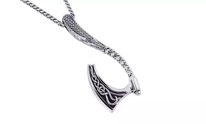 old celtic silver axe pendant