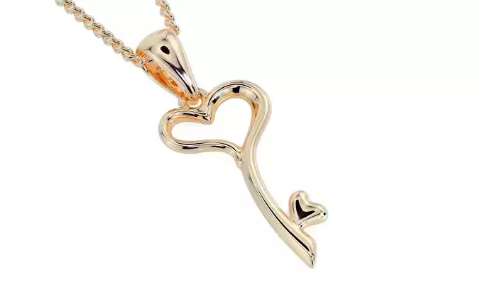gold heart key pendant