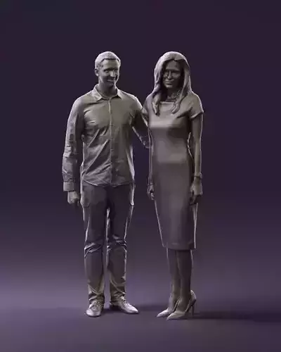 Man hug woman one hand 0793 3D Print Ready