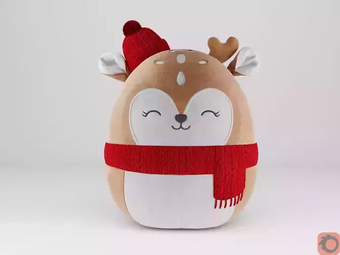 Winter Holidays Deer Plush Toy 3D model