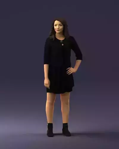 Woman in black dress 0192 3D Print Ready