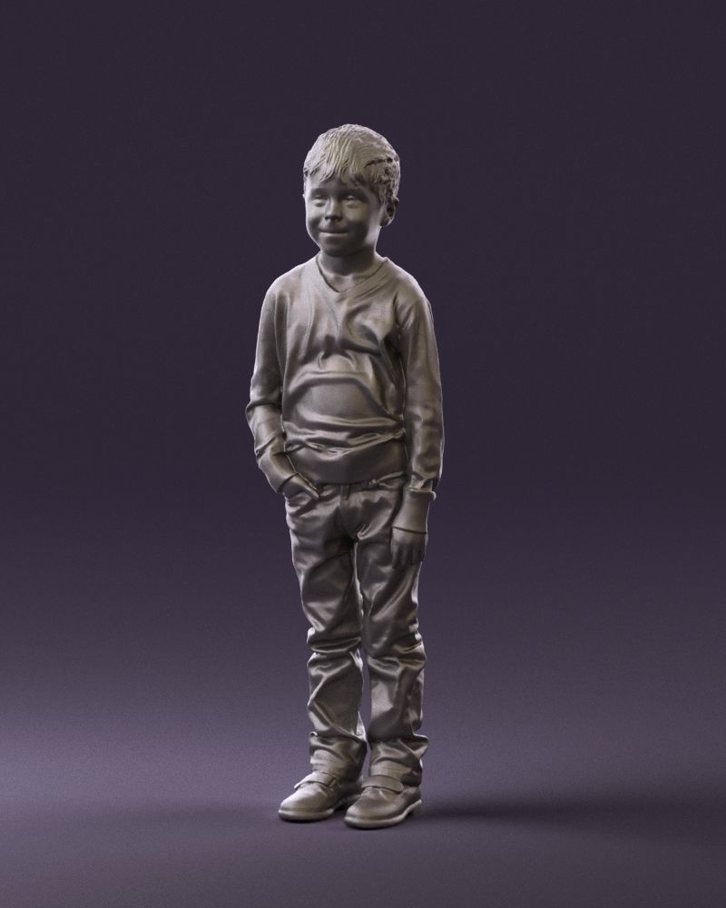 Kid in colored striped sweater handpocket 0809 3D Print Ready 3D print model_20
